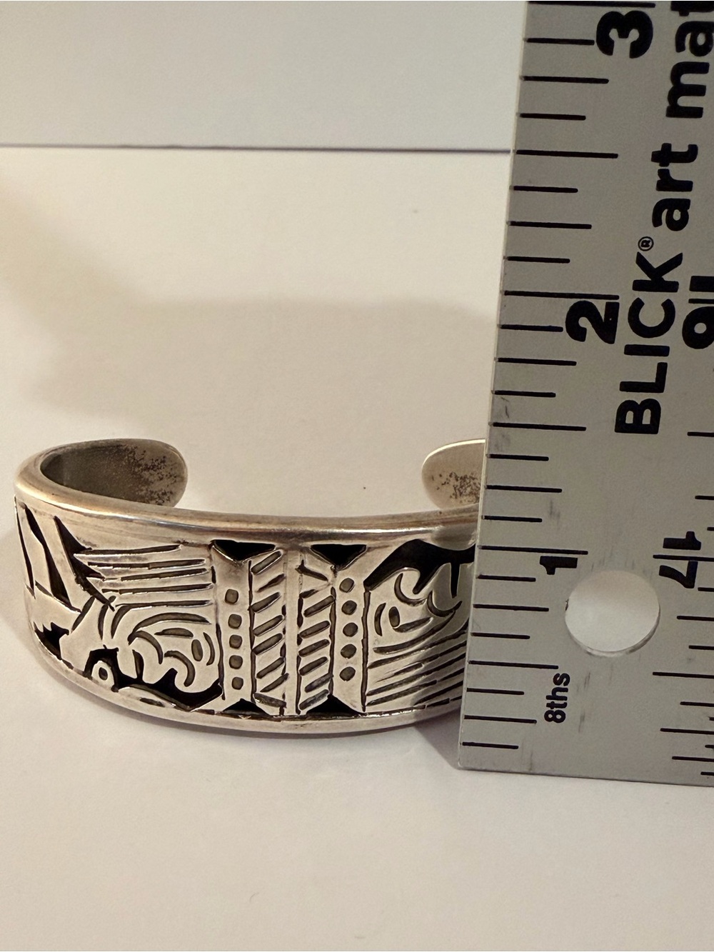 *VINTAGE*  Taxco Mexico Signed Heavy Sterling Silver 925 Wide Cuff Bracelet - Picture 8 of 9